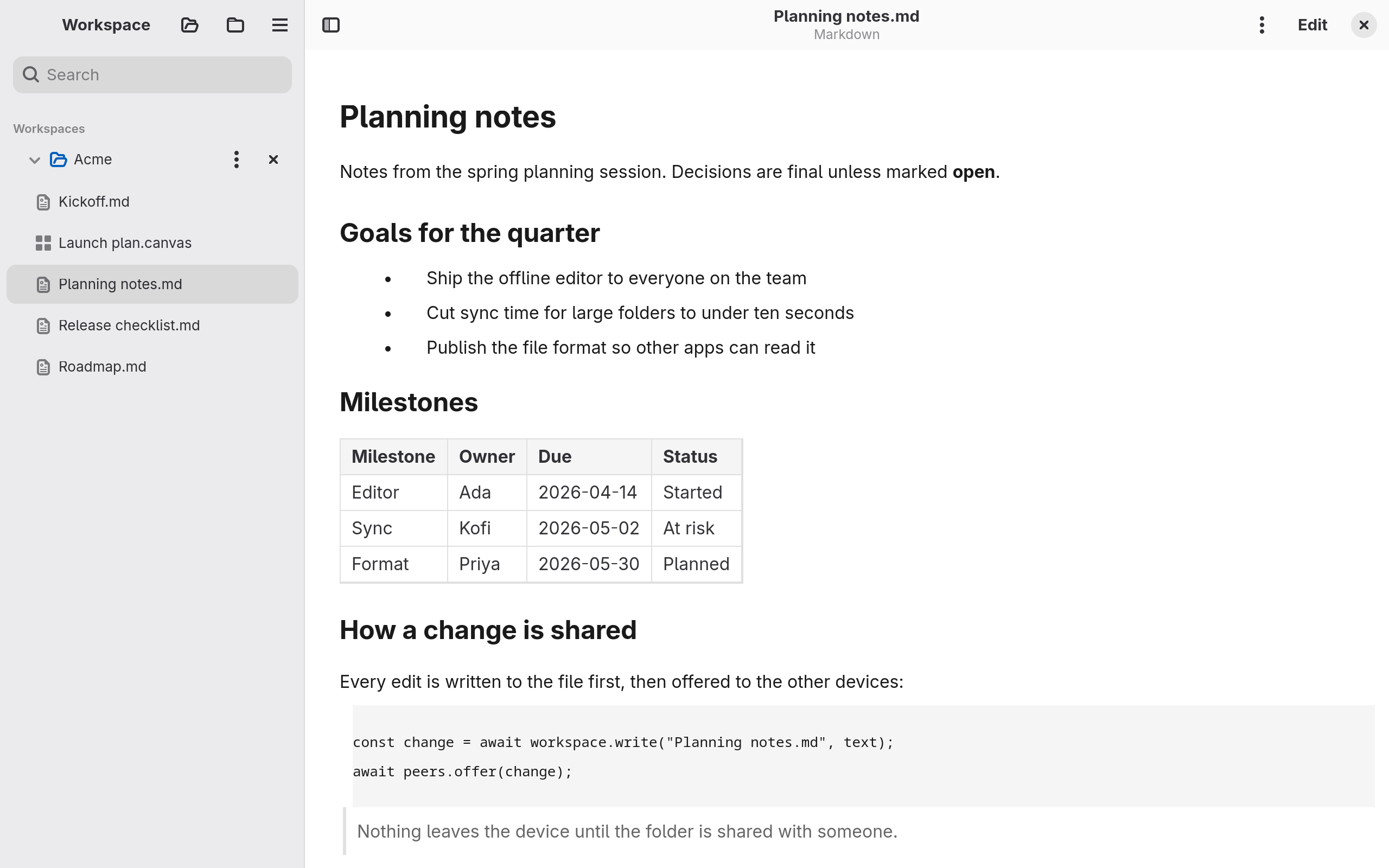 A Markdown document in the GTKX app on Linux.